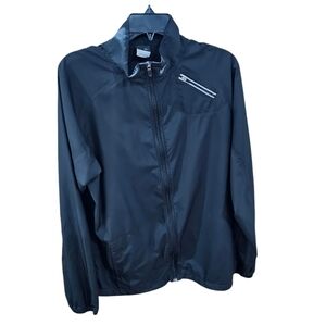 Nike Black Windbreaker with Lightweight Design and Stand-Up Collar size L